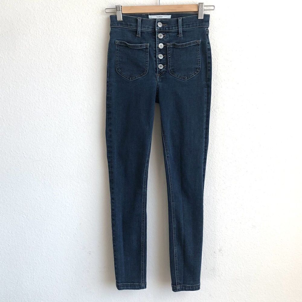Tularosa Nora Skinny Jeans Size 24 High Rise Patch Pockets Stretch Button Front